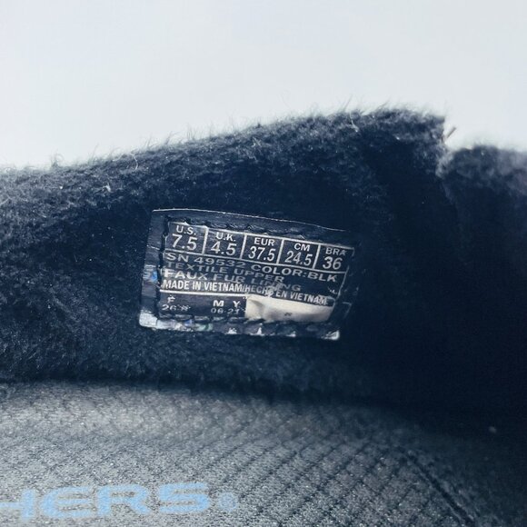 Skechers Shoes Womens Size 7.5 Black Faux Suede Mules Sneakers Memory Foam Comfy - Picture 10 of 11